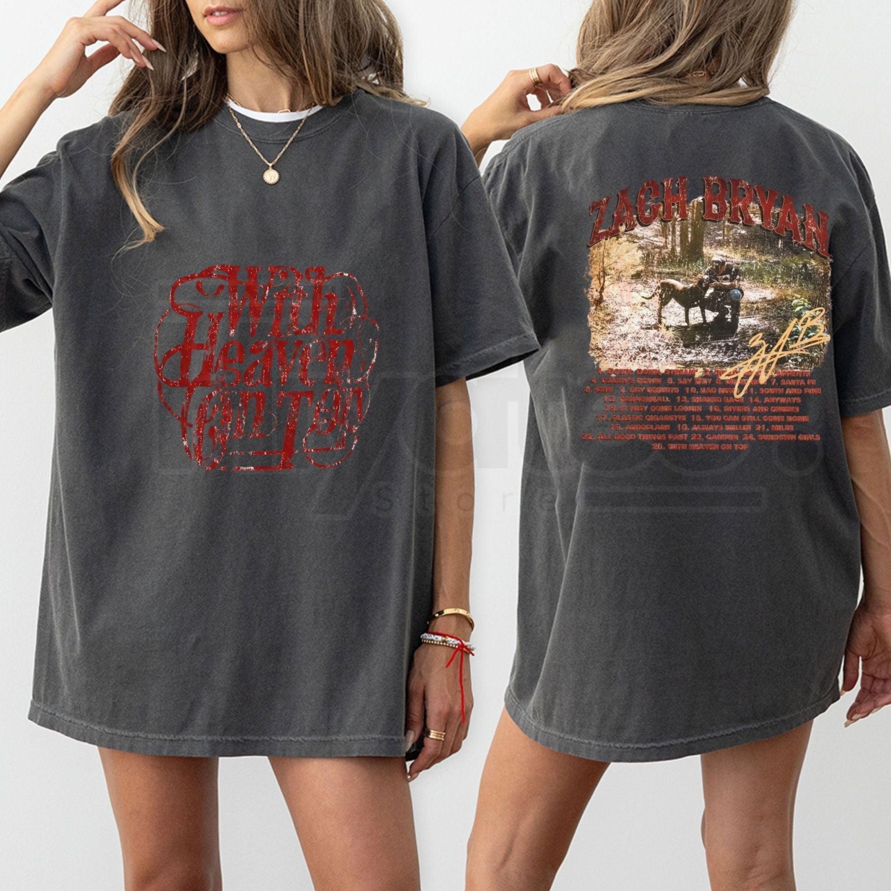 "With Heaven On Top" ZB Inspired T-Shirt – Americana Country Music Fan Graphic Tee
