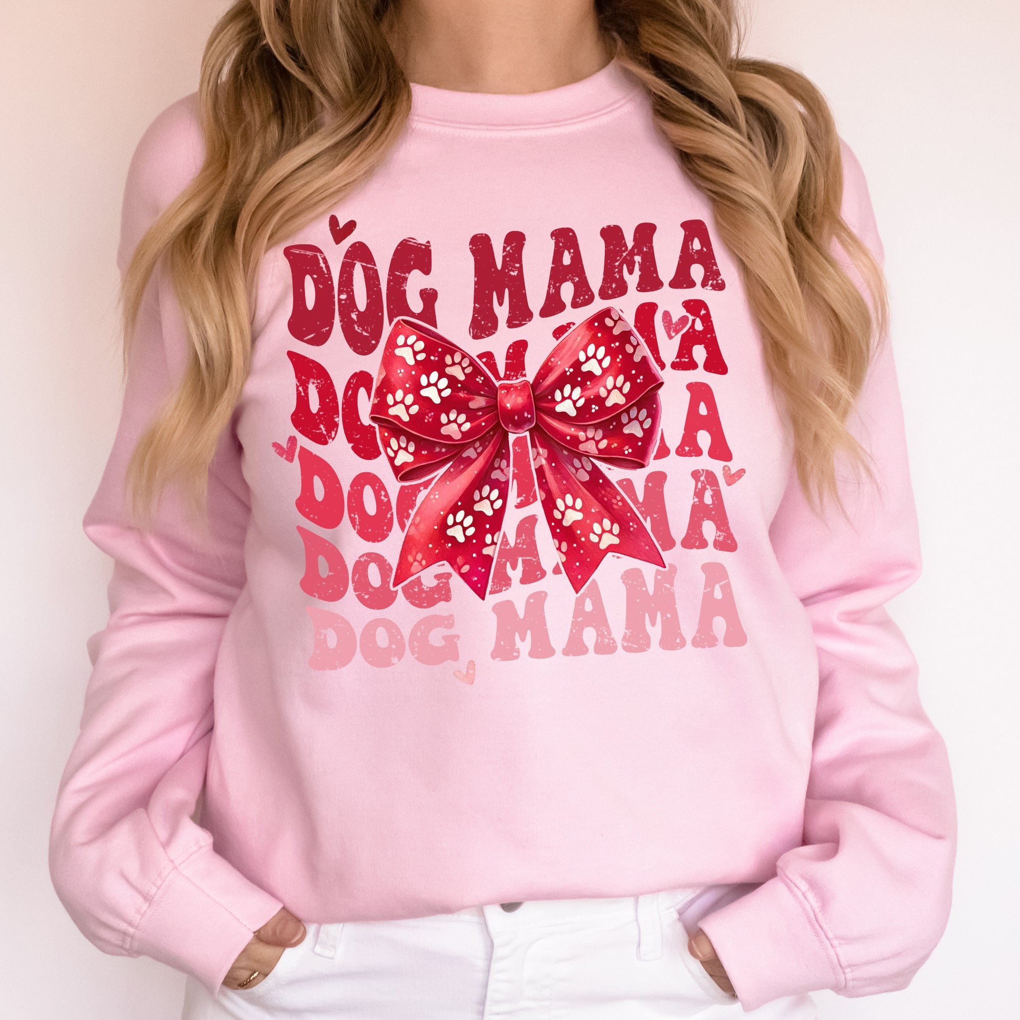 Dog Mama, Ribbon, Valentine's Day, Love, Hearts Sweatshirt