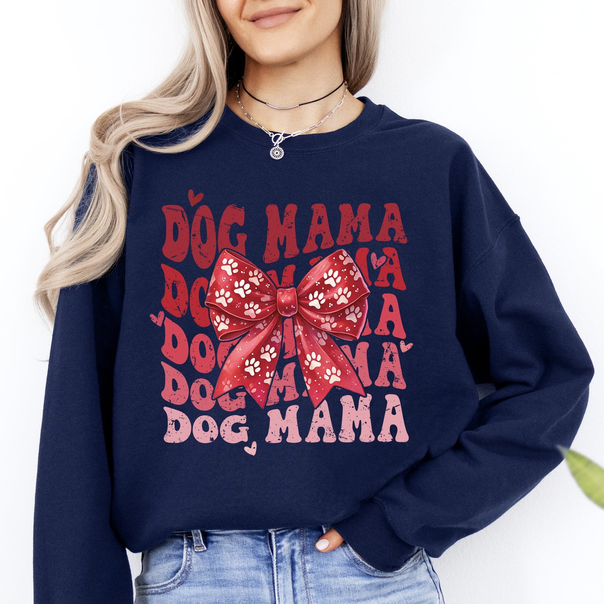 Dog Mama, Ribbon, Valentine's Day, Love, Hearts Sweatshirt