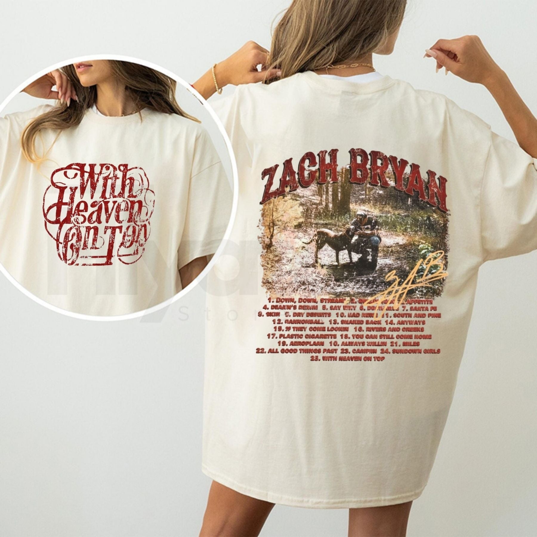"With Heaven On Top" ZB Inspired T-Shirt – Americana Country Music Fan Graphic Tee